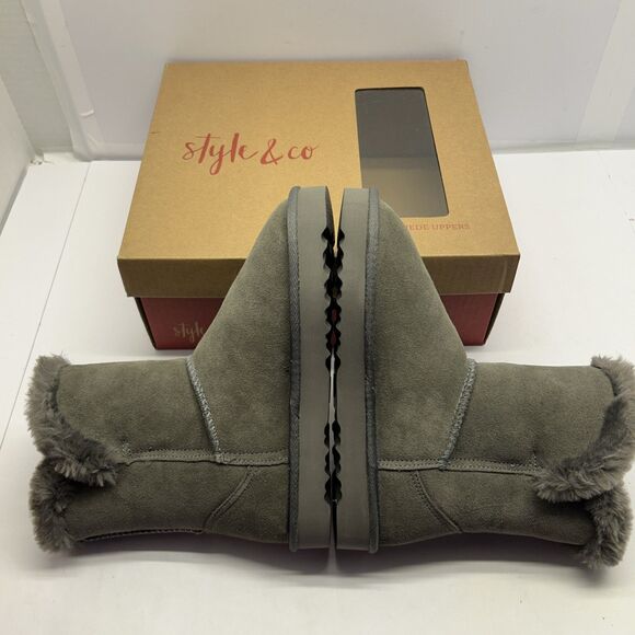 Style & Co Women's Tiny 2 Winter Booties Dark Grey Suede Size 6 M New - Picture 3 of 9